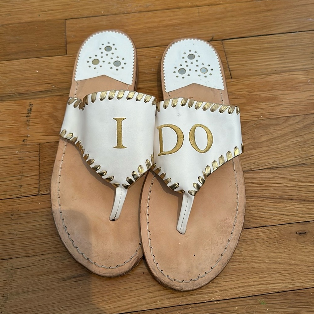 Lightly Used "I Do" Embroidered Jack Rogers USA sandals